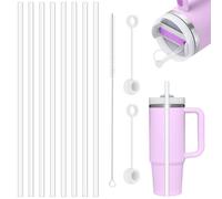 Lot de 8 pailles pour Stanley Cup, 31 cm, accessoires pour gobelet de voyage, pailles de rechange, transparentes, avec brosse de nettoyage et bouchons de paille