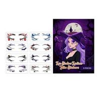 Lot de 8 paires d'autocollants pour yeux Halloween avec chauve-souris et fausses araignées pour le visage d'Halloween, pour fêtes, spectacles, événements, festival, Noël, vacances automne