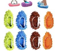 Lot de 8 paires de chaussons multifonctions en microfibre pour nettoyer les sols et les cheveux, lavables et réutilisables