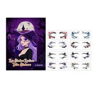 Lot de 8 paires de fards à paupières d'Halloween en forme de toile d'araignée en forme de citrouille, décalcomanies de maquillage pour les yeux, pour fête, scène, événements, festival, Noël, vacances