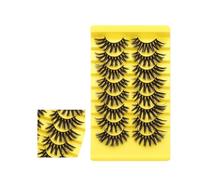 Lot de 8 paires de faux cils, œil de chat, faux cils moelleux, cils à bande transparente, faux cils en vison