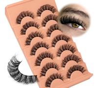 Lot de 8 paires de faux cils invisibles effet naturel œil de chat 15 mm russe D Curl Strip Look Like Lash Extensions