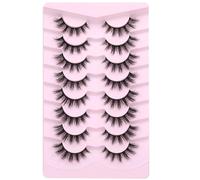 Lot de 8 paires de faux cils invisibles effet naturel œil de chat 15 mm russe D Curl Strip Look Like Lash Extensions