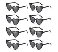 Lot de 8 paires de lunettes de soleil vintage en forme de cœur - Mode hippie - En forme de cœur - Noir/blanc - Pour fête, vacances, mariage, carnaval