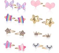 Lot de 8 paires de pinces à cheveux brillantes en forme d'étoile en forme de cœur en forme de couronne en forme de papillon pour enfants