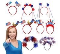 Lot de 8 paires de serre-têtes de drapeau patriotique - Accessoires pour défilés, barbecues, costumes, célébrations patriotiques