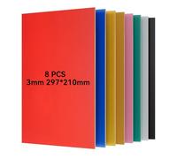 Lot de 8 panneaux de contreplaqué coloré, panneaux en bois fin, pour l'artisanat, le travail du bois, le travail du laser, la pyrogravure, le modélisme, les cadeaux (3 mm, 297 x 210 mm)