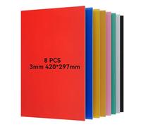 Lot de 8 panneaux de contreplaqué coloré, panneaux en bois fin, pour l'artisanat, le travail du bois, le traitement laser, la pyrogravure, le modélisme, les cadeaux (3 mm 420 x 297 mm)