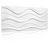 Lot de 8 panneaux en polystyrène XPS pur - Revêtement mural léger 100 x 50 cm - Décoration murale moderne - Montage facile - Big Wave - Blanc - XL 4 m²
