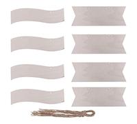 Lot de 8 panneaux vierges en bois de forme ondulée à suspendre avec corde pour scrapbooking