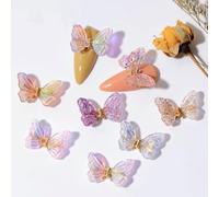 Lot de 8 papillons 3D pour d coration d'ongles, motif papillon brillant, ailes mobiles 3D, pour nail art, pour femmes (8 couleurs)