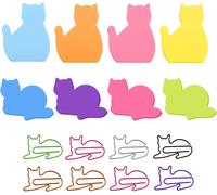 Lot De 8 Paquets De 240 Feuilles De Notes Autocollantes En Forme De Chat Avec Trombones