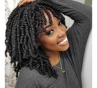 Lot de 8 paquets de cheveux Passion Twist pré-torsadés au crochet - 25,4 cm - pré-torsadés - Pour femme noire - 25,4 cm - 1B#