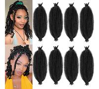 Lot de 8 paquets d'extensions de cheveux afro Twist pré-séparés - Cheveux synthétiques doux au crochet pour dreadlocks à effet vieilli - Pour femme (40,6 cm, 1B)