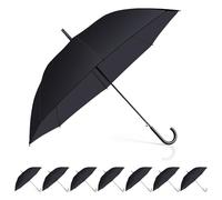 Lot de 8 parapluies de mariage noirs à ouverture automatique, fermes et durables, coupe-vent, protection UV, grand parapluie de pluie pour extérieur, mariage, mariée, marié, photographie, golf