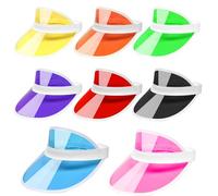 Lot de 8 pare-soleil rétro unisexe style années 80 pour femme en plastique - Chapeau de soleil rétro pour golf, déguisement de sport, 6 couleurs, taille unique