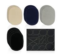 Lot de 8 patchs en daim et 1 patch autocollant pour coude ovale (bleu, marron clair, gris, noir)