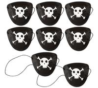 Unique Party Plastic Eye Patches | Black | 8 Pcs. Lot de 8 cache-œil en plastique Motif pirate Noir, 73847
