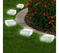 IDMarket - Lot de 8 pavés solaires en verre 4 LEDS blanches éclairage de jardin