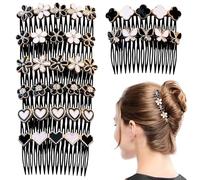 Lot de 8 peignes à cheveux en strass pour femme avec 16 dents torsadées françaises sans traces, accessoires de cheveux pour femme et fille, mariée, demoiselle d'honneur