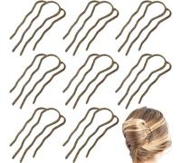 Lot de 8 peignes à cheveux latéraux en métal pour chignons à 4 broches en forme de U pour chignons (bronze)