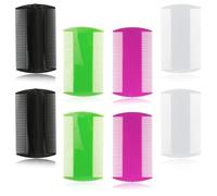 Lot de 8 peignes à poux en plastique double face pour chiens et chats - Pour enlever les puces, les poux et les squames