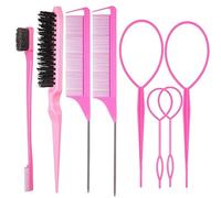 Lot de 8 peignes de coiffure, brosse à cheveux, brosse à cheveux, brosse à queue pour brossage du dos
