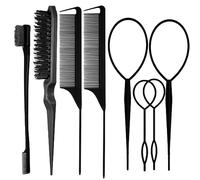 Lot de 8 peignes de coiffure, brosse à cheveux, brosse à cheveux, brosse à queue pour brossage du dos