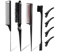 Lot de 8 peignes de coiffure - Triple peigne à queue de rat - Outils de tresse - Noir