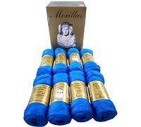 Lot de 8 Pelotes Zepelines de Fil Titre Ne 5/2 en coton perlé 100% égyptien mercerisé pour tricot ou crochet. (70 gr. *8 unités.) (BLEU_14)