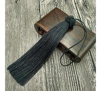Lot de 8 pendentifs à pompons de 15 cm de long - Avec boucle de corde - Pour thé coloré - Marque-page - Pompons longs - Pour bricolage - Noir