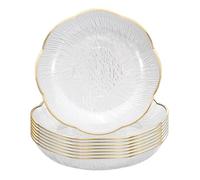Lot de 8 petites assiettes à salade rondes en plastique blanc transparent de 15,2 cm pour restaurant, déjeuner, collation, pain, fruits, fête (transparent)