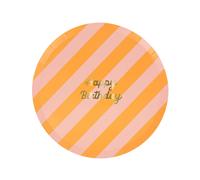 Lot de 8 petites assiettes Happy Birthday à rayures