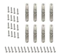 Lot de 8 petites charnières pliables à 180 degrés en acier inoxydable avec 32 vis pour table pliante, armoire, armoire en bois, bricolage