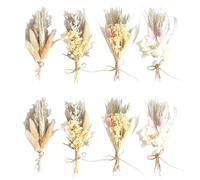 Lot de 8 petits bouquets de fleurs séchées, mini fleurs séchées, fleurs séchées pour le bricolage, décoration de fleurs séchées pour cadre photo, bricolage, fête à la maison et décoration de mariage