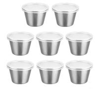 Lot de 8 petits récipients de stockage en acier inoxydable avec couvercles pour sauces, salades, épices