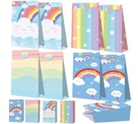 Lot de 8 petits sacs cadeaux en papier kraft multicolores avec motif nuage, sacs en papier kraft pour anniversaire d'enfant, sacs à déjeuner, sacs de bienvenue, pour distribuer des cadeaux de vacances
