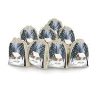 Lot de 8 petits sacs en toile de jute « A Cabin in The Forest » - Sacs cadeaux en toile de jute pour fêtes et festivals - Sacs cadeaux faits à la main - Sacs de rangement alimentaire