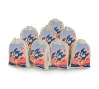 Lot de 8 petits sacs en toile de jute bleu dauphin, sacs cadeaux en toile de jute adaptés pour les fêtes et les festivals ainsi que pour les bonbons, sacs cadeaux faits à la main