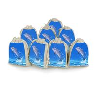 Lot de 8 petits sacs en toile de jute motif dauphin, sac de lavande, petits sacs cadeaux en toile de jute adaptés pour les fêtes et les festivals ainsi que pour les bonbons, sacs cadeaux faits à la