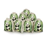Lot de 8 petits sacs en toile de jute motif panda, sac de lavande, petits sacs cadeaux en toile de jute adaptés pour les fêtes et les festivals ainsi que pour les bonbons, sacs cadeaux faits à la main