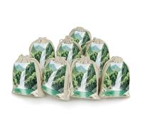 Lot de 8 petits sacs en toile de jute, petits sacs en toile de jute cascade de montagne, sacs cadeaux lavande, petits sacs cadeaux en toile de jute adaptés pour les fêtes et les festivals ainsi que