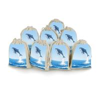 Lot de 8 petits sacs en toile de jute, petits sacs en toile de jute motif baleine, sacs cadeaux en toile de jute adaptés pour les fêtes et les festivals ainsi que pour les bonbons, sacs cadeaux faits
