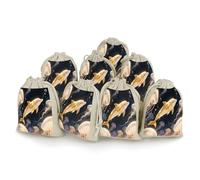 Lot de 8 petits sacs en toile de jute, petits sacs en toile de jute motif dauphin, sacs cadeaux en toile de jute adaptés pour les fêtes et les festivals ainsi que pour les bonbons, sacs cadeaux faits