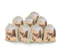 Lot de 8 petits sacs en toile de jute, petits sacs en toile de jute motif ruines du désert, sacs cadeaux lavande, petits sacs cadeaux en toile de jute adaptés pour les fêtes et les festivals ainsi que