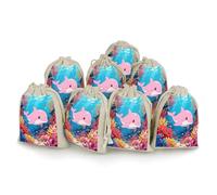 Lot de 8 petits sacs en toile de jute rose motif dauphin, sac de lavande, petits sacs cadeaux en toile de jute adaptés pour les fêtes et les festivals ainsi que les sacs cadeaux faits à la main sacs