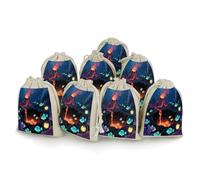 Lot de 8 petits sacs en toile de jute - Sacs cadeaux en toile de jute - Convient pour les fêtes et les festivals ainsi que pour les bonbons, les lanternes, les poissons près du cratère