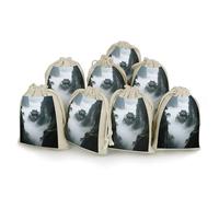 Lot de 8 petits sacs en toile de jute - Sacs cadeaux en toile de jute - Convient pour les fêtes et les festivals ainsi que pour les bonbons, les canyons, la mer de nuages, les temples taoïstes