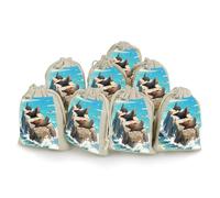 Lot de 8 petits sacs en toile de jute - Sacs cadeaux en toile de jute - Pour les fêtes et les festivals ainsi que pour les bonbons, les lions de mer sur les récifs