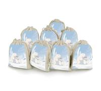 Lot de 8 petits sacs en toile de jute - Sacs cadeaux en toile de jute - Pour les fêtes et les festivals ainsi que pour les bonbons - Sacs cadeaux faits à la main - Ours polaire dans la neige